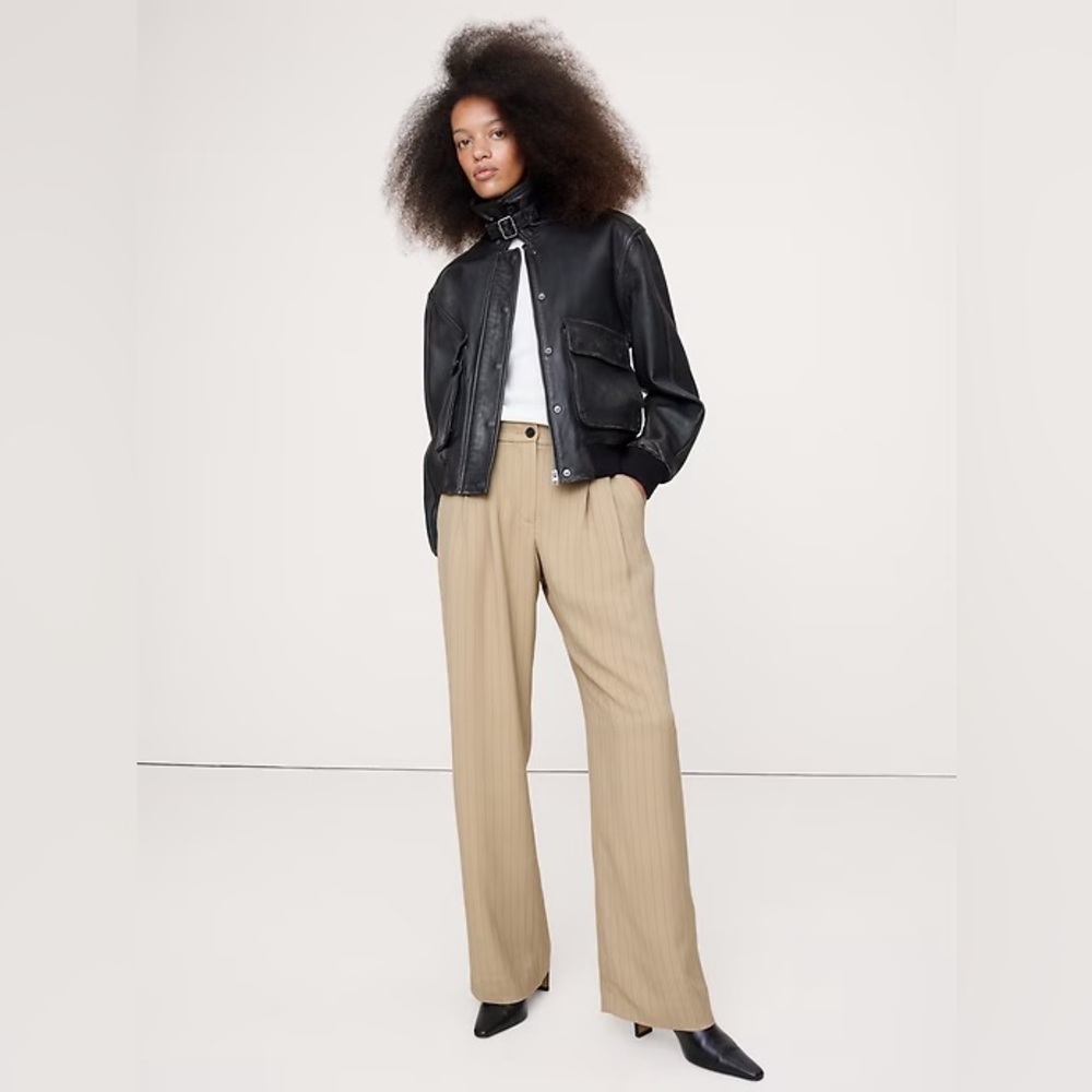 NEW! Banana Republic Soho Mid-Rise Pleated Wide-Leg Drapey Twill Pant - 🌅4️⃣